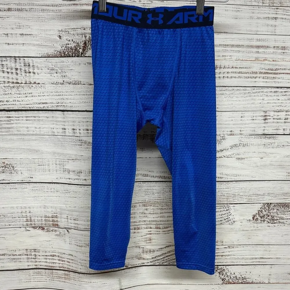 Under Armour Youth Coldgear Compression Leggings Vibrant Blue Athletic Tights